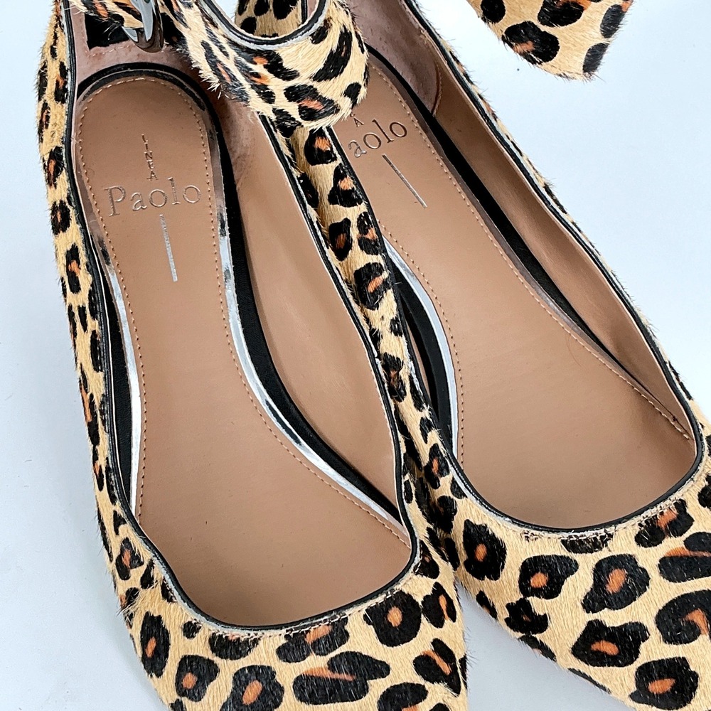 Linea Paolo Size 7.5 Leopard Print Calf Hair Block Heel Pumps NEW Corwyn $130 - Picture 13 of 14